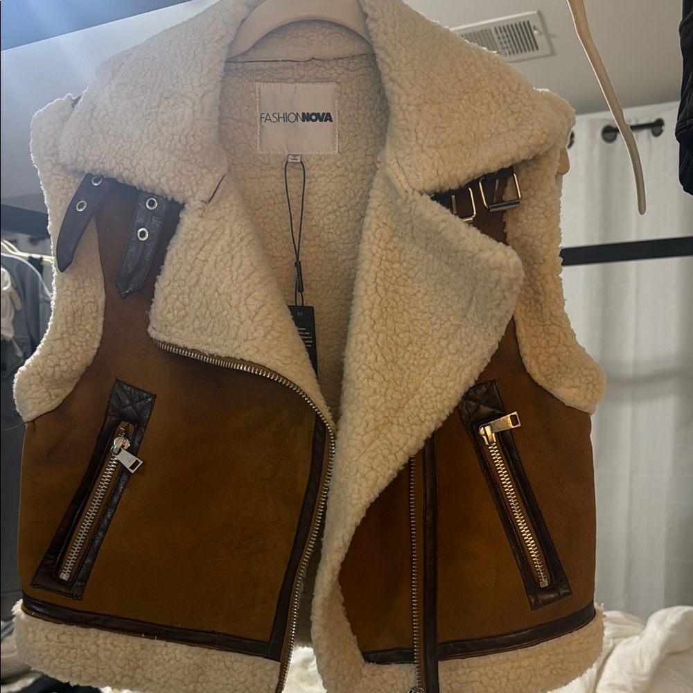 Fashion Nova Brown Shearling Vest